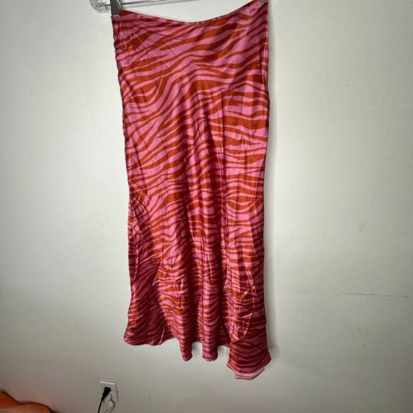Monika Rust Orange Pink Patti Animal Print Maxi Skirt 100% Pure Silk XS - Picture 5 of 13